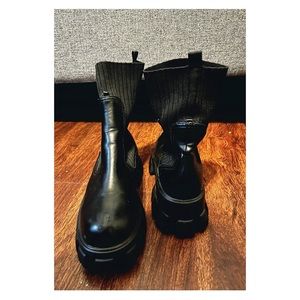 Black platform booties